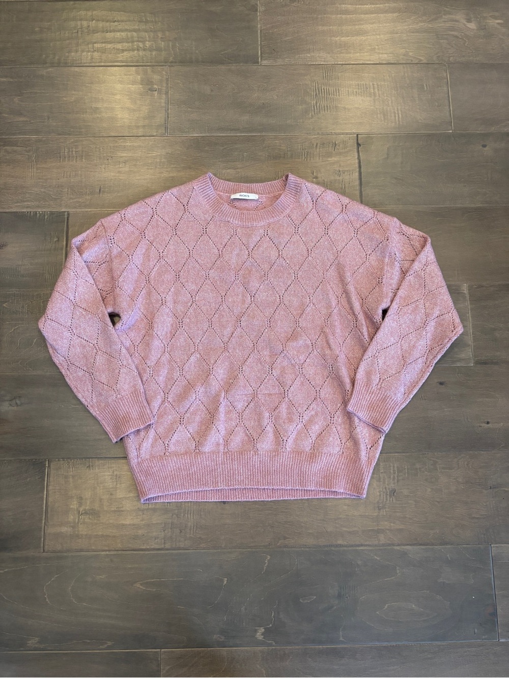 Ricki's Dusty Pink Diamond-Knit Crewneck Sweater